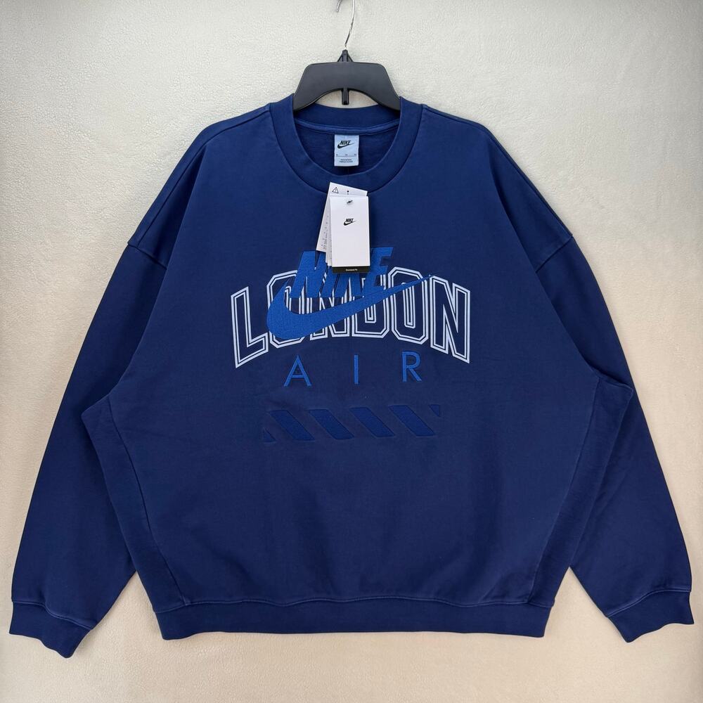 NIKE AIR "LONDON" XL CREWNECK SWEATSHIRT OVERSIZED SWEATSHIRT HQ1099-492 NAVY - Picture 1 of 6